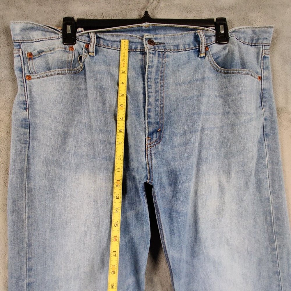 Levis 505 Jeans Men 42 Blue Straight Light Wash Denim Stretch Pants Solid 42x30 - Picture 5 of 11